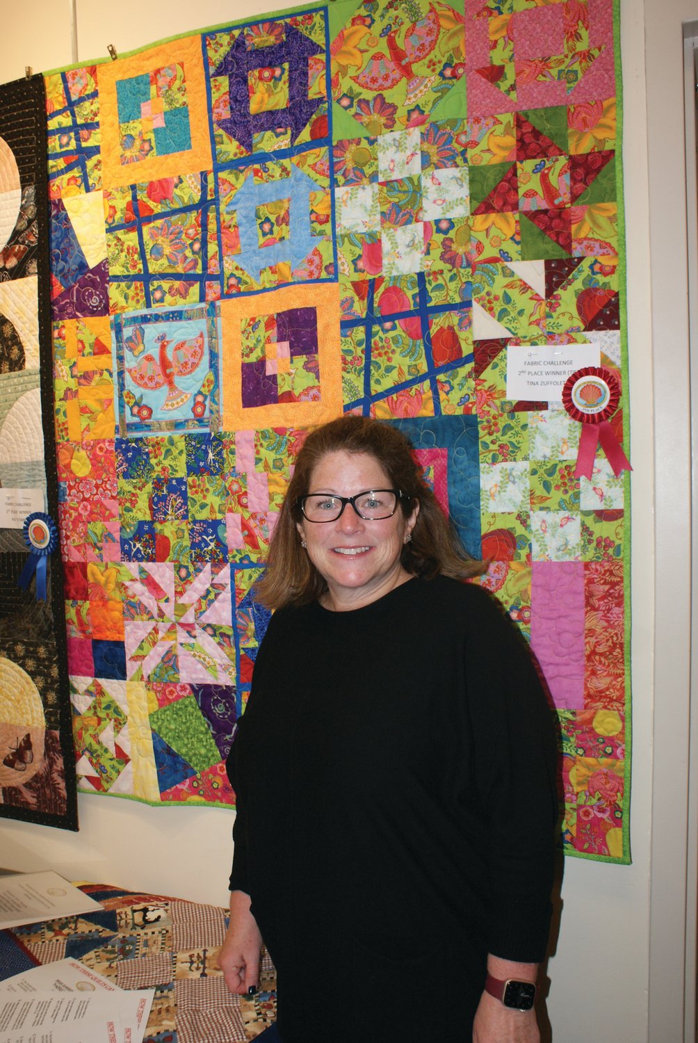 TIED FOR SECOND: In the organization’s fabric challenge, there was one first place winner and two second place winners. Tina Zuffoletti’s quilt was among the second place winners.